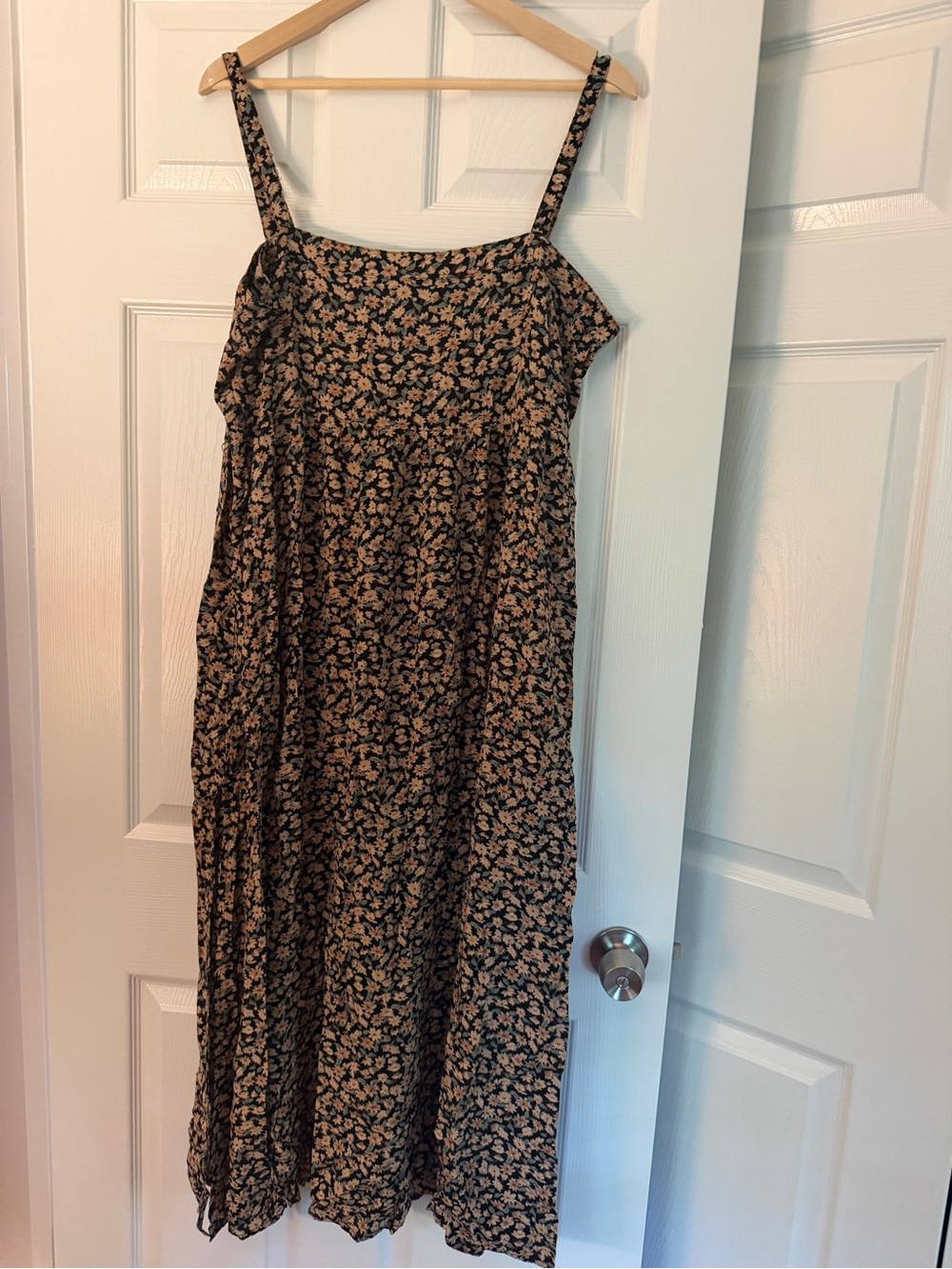 NATURAL LIFE Black Maxi Dress with Tan Floral Print